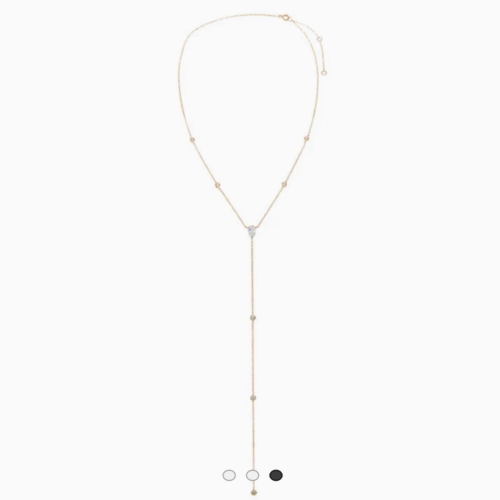 Lab Grown Diamond Teardrop Bezel Lariat Necklace 14K